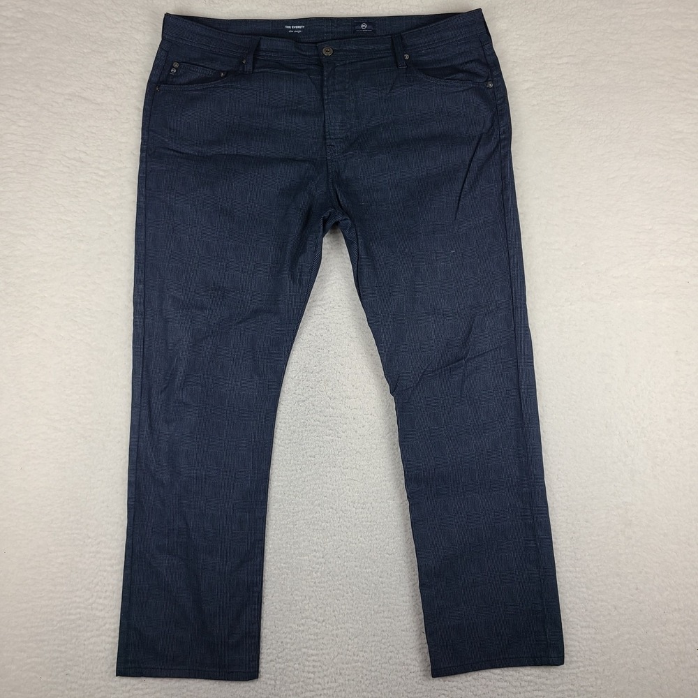 AG Adriano Goldschmied Pants Mens 40x32 Navy Plaid The Everett Slim Straight *